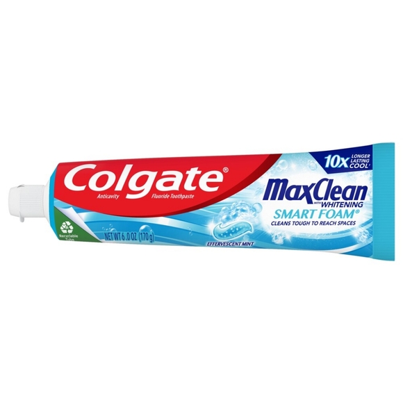 ⭐4/$15 Colgate Max Clean SmartFoam with Whitening Toothpaste Effervescent Mint - Picture 8 of 11